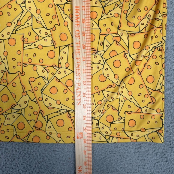 Waggle Polo Shirt Mens Large Yellow Orange Cheese Block AOP Golf Performance - Picture 3 of 7